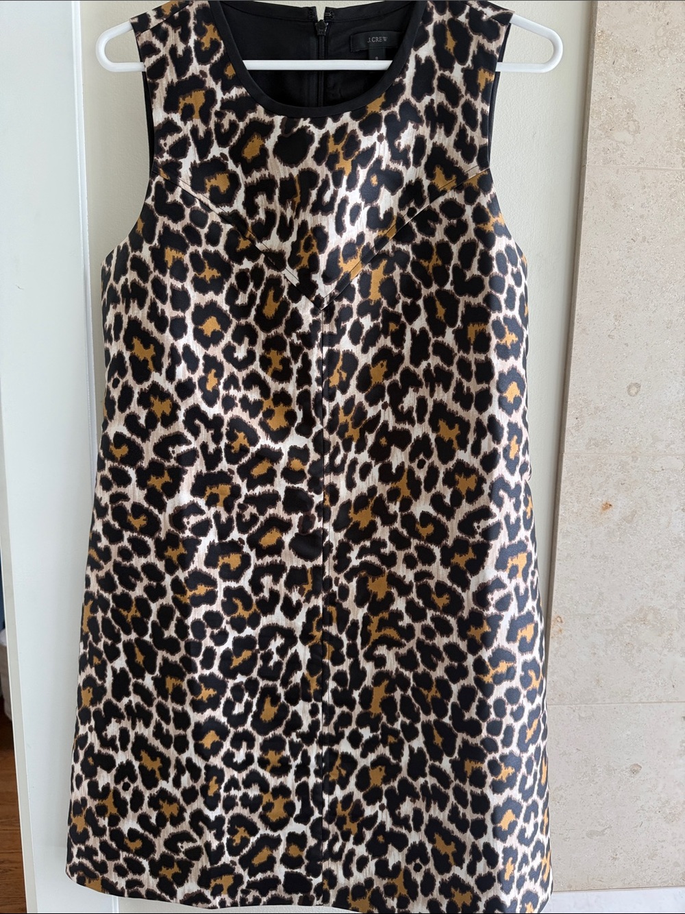 J. Crew Leopard Print Sleeveless Shift Dress - Black, Brown, Cream